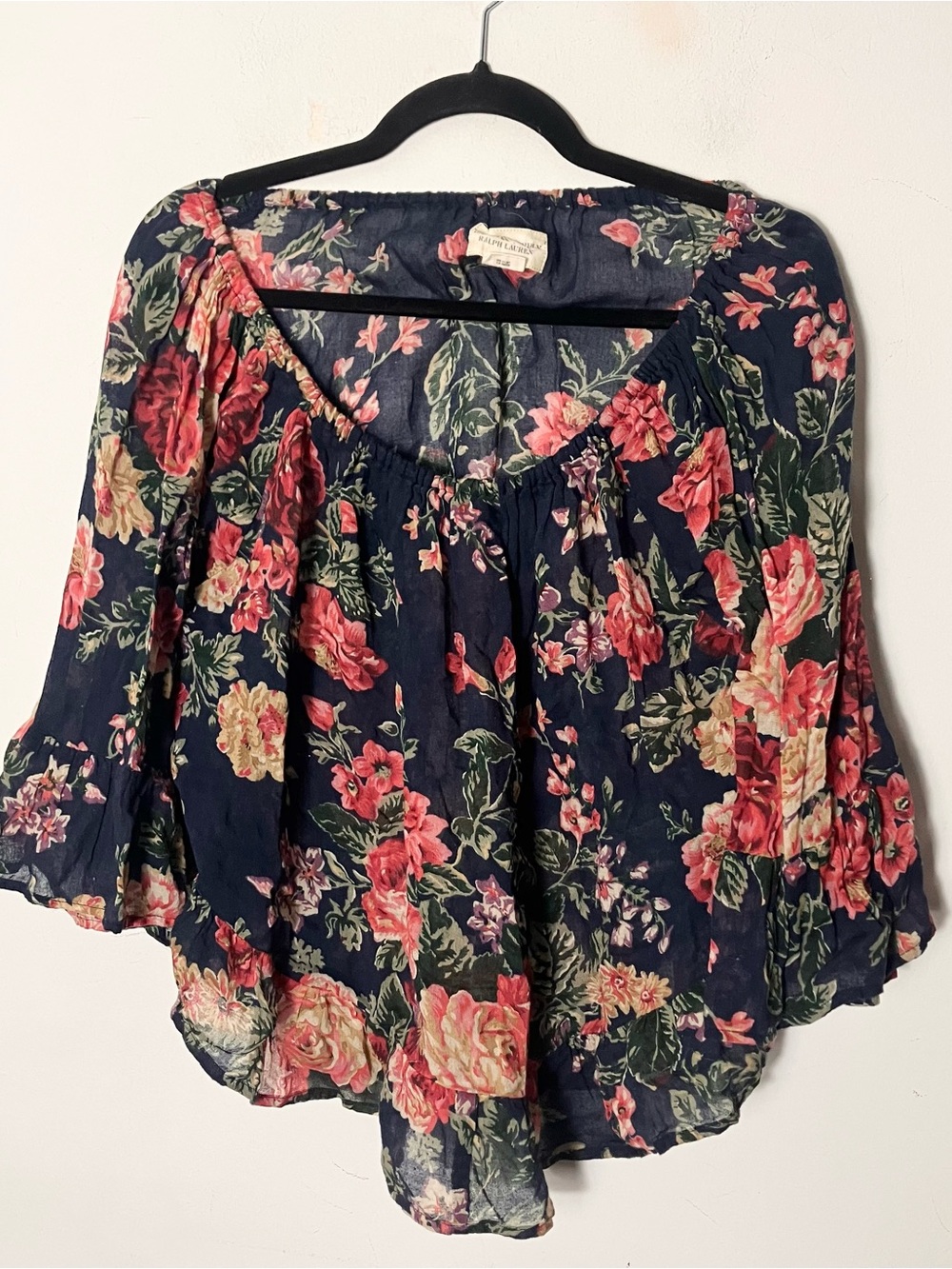 Denim & Supply RL Floral Blouse Flowy Boho Navy Top Size Medium‎